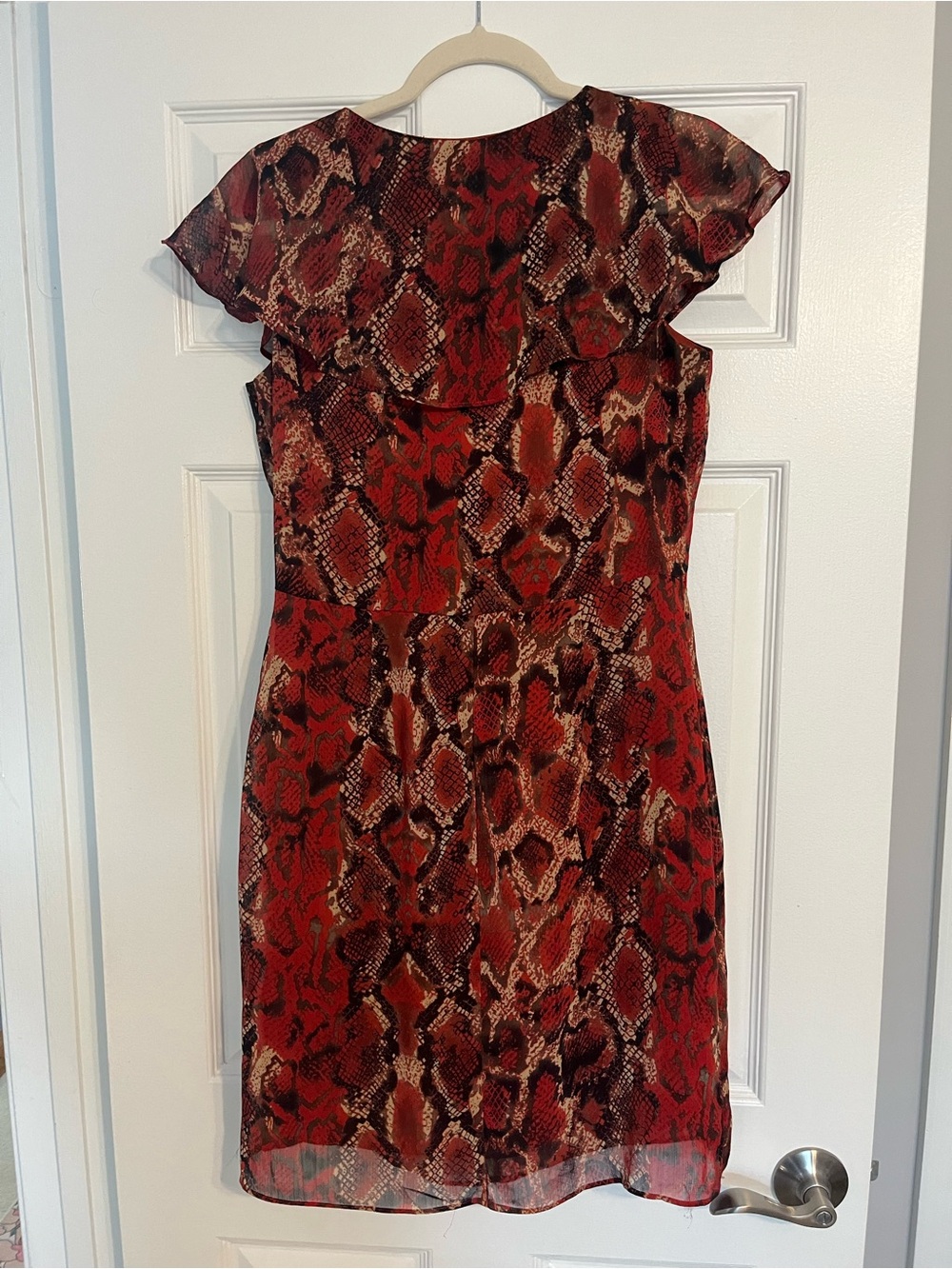 Blu Sage Red Snake-Print Ruffle Mini Dress - Picture 2 of 8